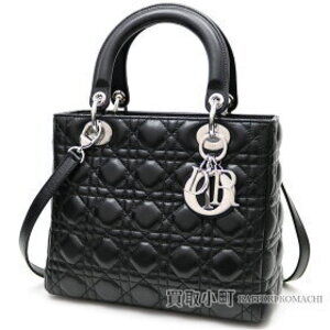 Dior Lady Classic Handbag Black Cannage Stitch Lambskin LADYDIOR Noir Black